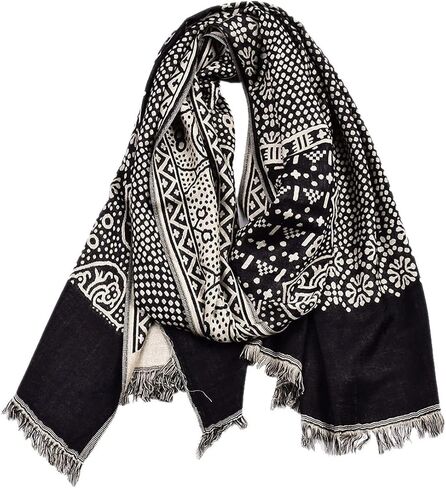 Men Retro Soft Lightweight Cotton Linen Patterned Scarf 76 x 25 inches in Saudi Arabia