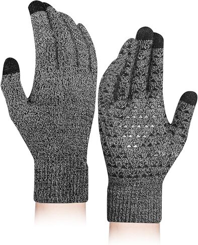 Unisex Black Gray Thermal Gloves - Touchscreen Compatible with Non-Slip Grip for Running, Cycling & Outdoor Activities in Saudi Arabia