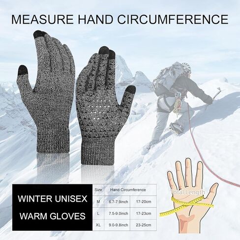 Unisex Black Gray Thermal Gloves - Touchscreen Compatible with Non-Slip Grip for Running, Cycling & Outdoor Activities in Saudi Arabia