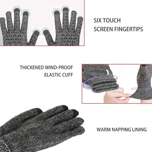 Unisex Black Gray Thermal Gloves - Touchscreen Compatible with Non-Slip Grip for Running, Cycling & Outdoor Activities in Saudi Arabia