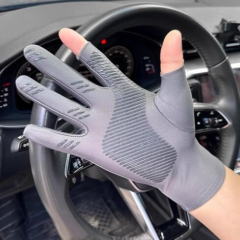 Cycling Quick Dry Knit Gloves for Outdoor Activities, Summer Sun Protection Anti-Slip Gloves for Fishing, Driving in Saudi Arabia