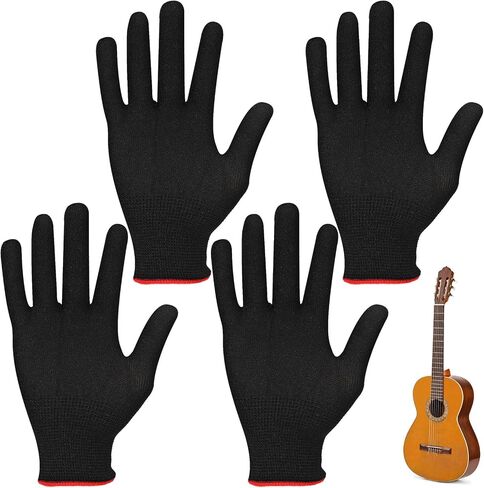 2 Pairs Guitar Gloves Black Guitar Fingertip Gloves Piano Protectior Men Women Practice Glove for Playing Musical Instruments in Saudi Arabia