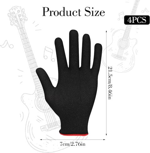 2 Pairs Guitar Gloves Black Guitar Fingertip Gloves Piano Protectior Men Women Practice Glove for Playing Musical Instruments in Saudi Arabia