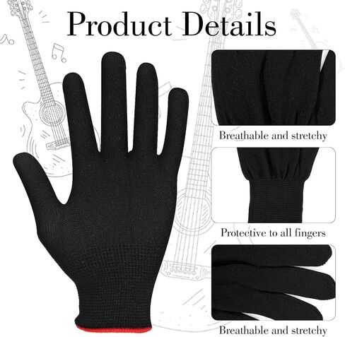 2 Pairs Guitar Gloves Black Guitar Fingertip Gloves Piano Protectior Men Women Practice Glove for Playing Musical Instruments in Saudi Arabia