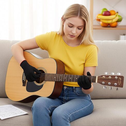 2 Pairs Guitar Gloves Black Guitar Fingertip Gloves Piano Protectior Men Women Practice Glove for Playing Musical Instruments in Saudi Arabia