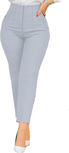 BIRW سراويل نسائية عالية الخصر 2025 سراويل ضيقة عصرية للعمل غير رسمية مع جيوب مقاس كبير كاكي عميق in Kuwait