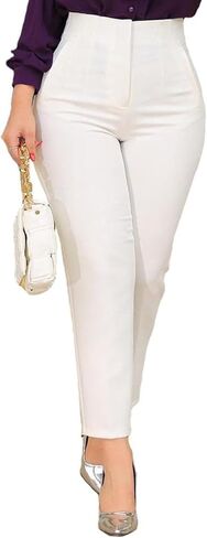 BIRW سراويل نسائية عالية الخصر 2025 سراويل ضيقة عصرية للعمل غير رسمية مع جيوب مقاس كبير كاكي عميق in Kuwait