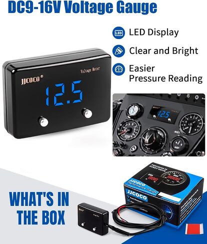 8~18V Voltmeter Gauge Digital Volt Gauge 12V/24V DC LED Display Voltage Meter Kit with Mounting Bracket for Car Truck Vehicle Automotive 2-1/16" 52mm in Kuwait