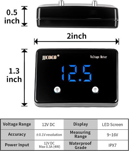 8~18V Voltmeter Gauge Digital Volt Gauge 12V/24V DC LED Display Voltage Meter Kit with Mounting Bracket for Car Truck Vehicle Automotive 2-1/16" 52mm in Kuwait