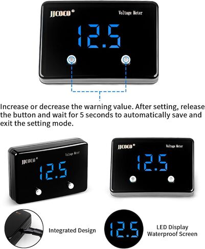 8~18V Voltmeter Gauge Digital Volt Gauge 12V/24V DC LED Display Voltage Meter Kit with Mounting Bracket for Car Truck Vehicle Automotive 2-1/16" 52mm in Kuwait