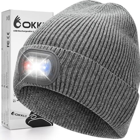 Unisex LED Beanie with Light, USB Rechargeable Headlamp Hat, Winter Gifts for Men Women Husband Him Black in Saudi Arabia