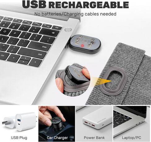 Unisex LED Beanie with Light, USB Rechargeable Headlamp Hat, Winter Gifts for Men Women Husband Him Black in Saudi Arabia