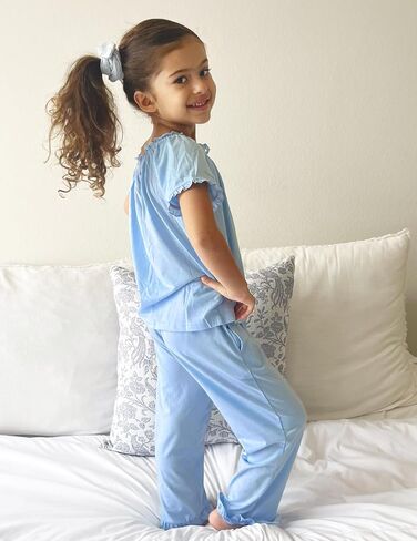 Arshiner Girls Pajamas Soft 2 Piece Pjs Sets Ruffle Short Sleeve Long Pants Sleepwear in Saudi Arabia