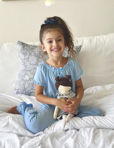 Arshiner Girls Pajamas Soft 2 Piece Pjs Sets Ruffle Short Sleeve Long Pants Sleepwear in Saudi Arabia