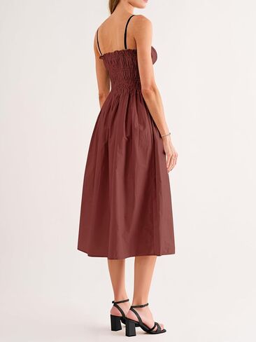 Wenrine Women Summer Spaghetti Strap Bress Dress Alcyfeless Tie Sundress A Sundress A Line Vacation Beach Midi Dresses in Kuwait