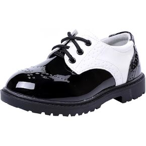 WUIWUIYU Toddlers Little Ring Bearer Wedding Lace-Up Oxfords Flats Brogues Boys School Uniform Dress Shoes