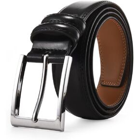 FASHOOKIN Men’s Black Genuine Leather Belt for Jeans, Business & Work, Casual Dress Belts for Men with Gift Box-Size 36