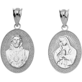 Certified 10k Gold Sacred Heart of Jesus and Immaculate Heart of Mary Reversible Medal Pendant