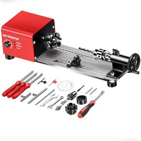 Mini Lathe, WM101A-Plus Mini Wood Lathe Machine, 24VDC 96W Power Lathe, Small Benchtop Lathe with Wood Turning Lathe Tools Kits, Infinitely Variable Speed, Professional for DIY Woodworking