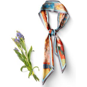 Tinuos Versatile Satin Fashion Scarf,Elegant Long Silk-Feel Hair & Neck Scarf for Women,Lightweight Scarves Perfect for Beach, Hair Wrapping, or Handbag Accents