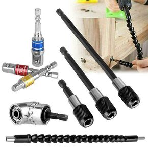 LinaLife 18pcs Set Flexible Drill Bit Extension Angle Bendable Socket Adapter Hold Screwdriver bit Set 105° Angle Drill, Bendable, 3pc 1/4 3/8 1/2" Universal Socket Adapter Set, 3pc Drill Bit Holder