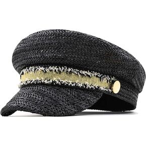 Women Straw Hat Beach Sun Visor Octagonal Cap Newsboy Cap Baseball Cap Berets Vintage Navy Hat