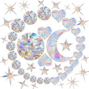 45 Pieces Window Clings Anti-Collision Window Decals to Save Birds from Window Collisions,Sun Catcher Stickers,Rainbow Window Film,Party Favors