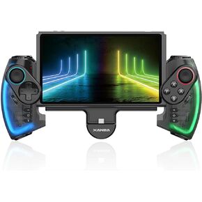 LED Switch Joycon Support Telescopic Adjustment, Enhanced Switch/Switch OLED Joycon Controller for Handheld Mode, Switch Controller with Colors LED, Adjustable Joystick Sensitivity and Turbo Function