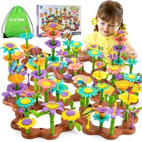 Funsland Kids Garden Toys for 3 4 5 6 7 Years Old - 272 PCS Flower Building Set for Toddler Girl Toys