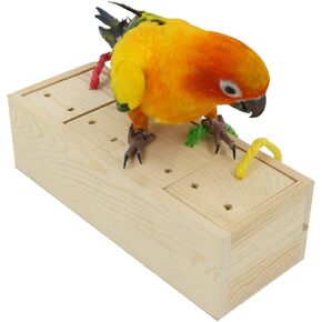 YINGGE Wooden Bird Foraging Feeder Toys, Intelligence Toys for Medium and Large Parrots Sun Conures, Caique, Cockatoo, African Grey, Macaws, Amazon