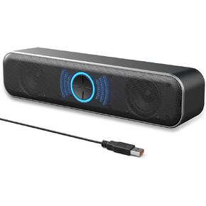 YOFANQI USB Computer Speakers for Desktop, Laptop, PC Gaming Speakers, Small Computer Sound Bar with Stereo Loud Sound, Enhanced Bass, Dynamic RGB Light, Digital Volume Knob