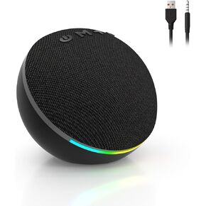 SOULION C10 Bluetooth Computer Speakers with 4 Modes Colorful LED Light, USB Powered 3.5mm Aux Mini PC Speakers with Switch Button, Crystal Sound Portable Soundbar for Desktop Laptop Monitor Black