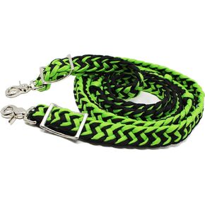 CHALLENGER Horse Western Tack Nylon Braided Knotted Roping Barrel Reins Lime Green 60705