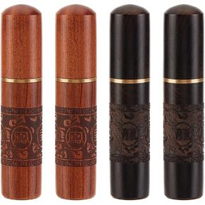 OLYCRAFT 4pcs Wooden Toothpick Pocket Box Portable Wood Toothpick Case Sewing Needles Storage Case Versatile Mini Carrying Case Holder for Toothpick Needles Cotton Swab Beads - Brown & Black