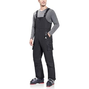 BALEAF Men's Ski Bibs Insulated Waterproof Coveralls Overalls Cargo Pockets Ripstops Snow Pants Warm Skiing Suits Ice Work