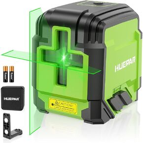 Laser Level, Huepar Self Leveling Laser Level Green Cross Line Laser Level Tool for Picture Hanging, Construction and Decoration Indoor Projects, Magnetic Base, Battery, Carrying Bag Included GK011DG