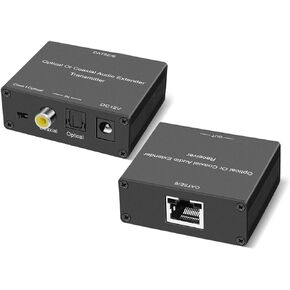 Digital Audio Extender Digital Optical/Coaxial Digital Audio Extender/Converter Over Single Cat5e/6 Cable (PoC) up to 500’ Standard Supported for LPCM, DD5.1, DTS, and D True HD