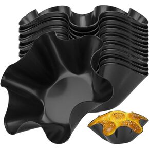 JEUIHAU 14 PCS 7 Inches Tortilla Bowl Maker, Taco Salad Shell Mold, Petal Shape Tortilla Shell Pans Taco Shell Maker for Taco Bowls, Salads, Dips, Black