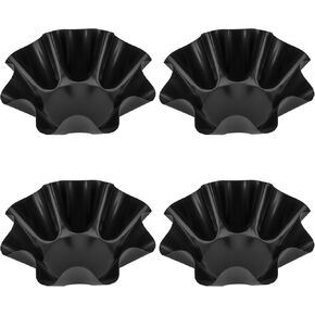 JEUIHAU 4 قطع 7 بوصة صانع وعاء التورتيلا، 8 بتلات على شكل قالب سلطة تاكو، مقالي تورتيلا شل المقالي تاكو شل صانع لأوعية التاكو، السلطات، الانخفاضات، أسود in Kuwait