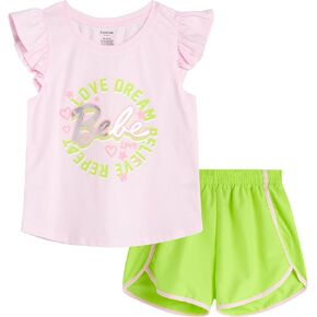 bebe Girls' Active Shorts Set - 2 Piece Tank Top and Dolphin Shorts - Cute Summer Clothing Set for Girls (7-12)