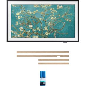 SAMSUNG QN32LS03CBFXZA 32 Inch The Frame QLED Smart TV with Art Mode with a VG-SCFC32BWB 32 Inch The Frame Customizable Bezel - Modern Brown and HDTV Screen Cleaner Kit (2023)