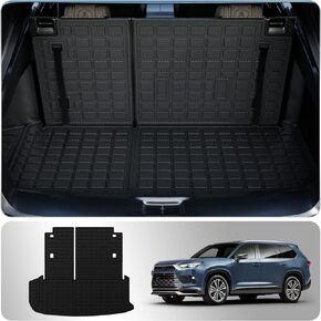 Thinzyou Cargo Mat Compatible with 2024 Toyota Grand Highlander Trunk Mat Cargo Liner TPE All Weather Back Seat Cover Protector Grand Highlander Accessories (Trunk Mat with Backrest Mat)