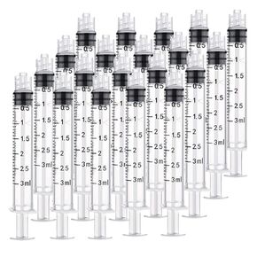 20 Pack 3ml Plastic Syringe Luer Lock With Measurement No Needle for Scientific Labs Liquid Measuring 3ML 20PCS