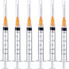 25Pack 3ml Plastic Syringe with 25ga, Individually Sealed Syringe for Scientific Labs, Ink Filling, Oil or Glue Applicator