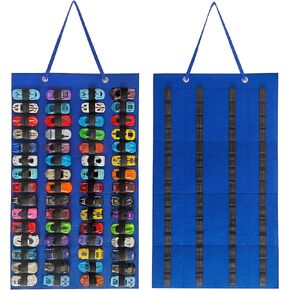 Mi Ya Mi Lai Hanging Storage Organizer for Hot Wheels,Felt Display Case for Hot Wheels Matchbox cars,Wall-Mount Display Case for Hot Wheels Fits for 60 Slots. (Without Accessories)(Black)