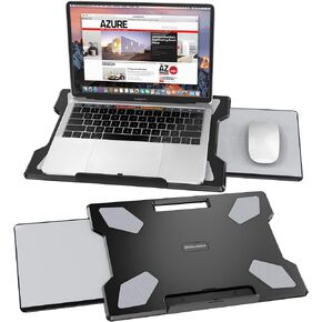 Laptop Lap Desk for Bed, DeskLogics Portable Bed Laptop Desk Stand for Couch, Sofa, Home, Office, Travel, Writing - Anti-Slip Heat Shield - Retractable Left/Right Mouse Pad, Gift Ideas