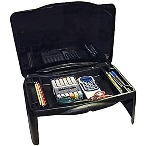 مكتب كمبيوتر محمول أسود قابل للطي مقاس 17 × 11 مع مساحة تخزين - كمبيوتر محمول محمول خفيف الوزن ومتين للأطفال والكبار ومكاتب لاب توب للرسم للواجبات المنزلية أو القراءة. طاولة طعام صينية الإفطار
