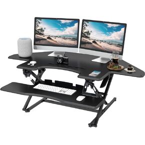 Lubvlook 47 inch Corner Standing Desk Converter, Height Adjustable Sit Stand Desk Riser, Black, 47.2T in Kuwait