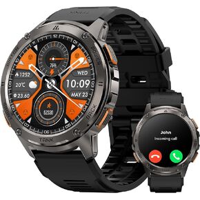 KOSPET TANK T3 Ultra Smart Watch for Men GPS, 60 Days Extra-Long Battery, 50M Waterproof, Stainless Steel Body Rugged Smartwatch with Bluetooth Calling, 1.43" AMOLED Display, Pressure&Altitude&Compass