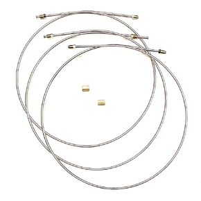 The Stop Shop 1/4 Inch Stainless Steel Brake Lines with Inverted Double Flared Ends, Fittings & Unions, 32 Inches Long (Pack of 3)